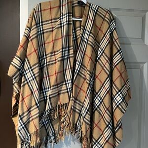 Plaid Fringe Shawl
